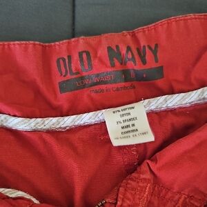 Old Navy Bright Red Low-Rise Bermuda Style Shorts/capri